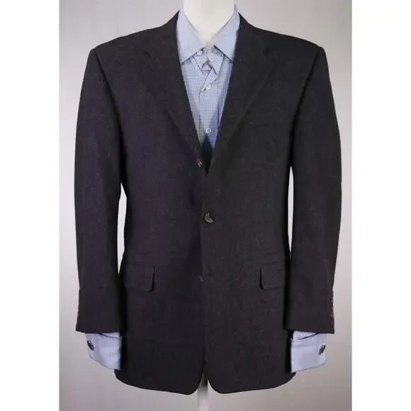 Hickey Freeman Blazer Gray Wool Cashmere 3-Btn Jacket Madison 40S